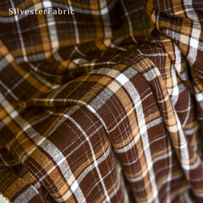 Brown Christmas Plaid Curtain