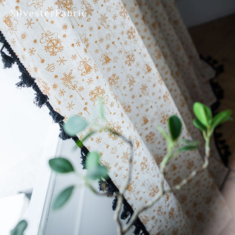 Christmas Snowflake Printed Curtains