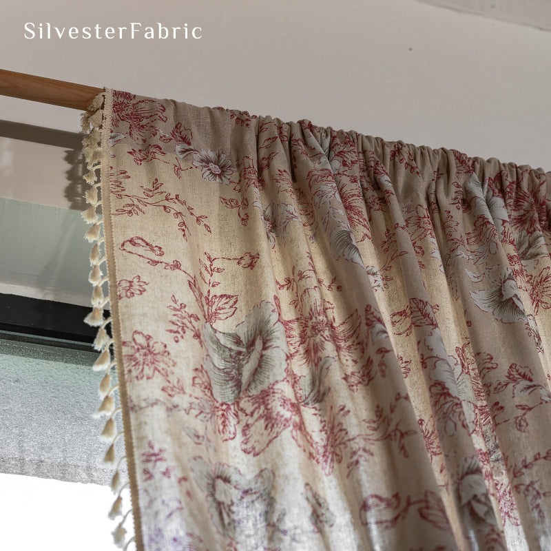 Black Floral Farmhouse Curtain