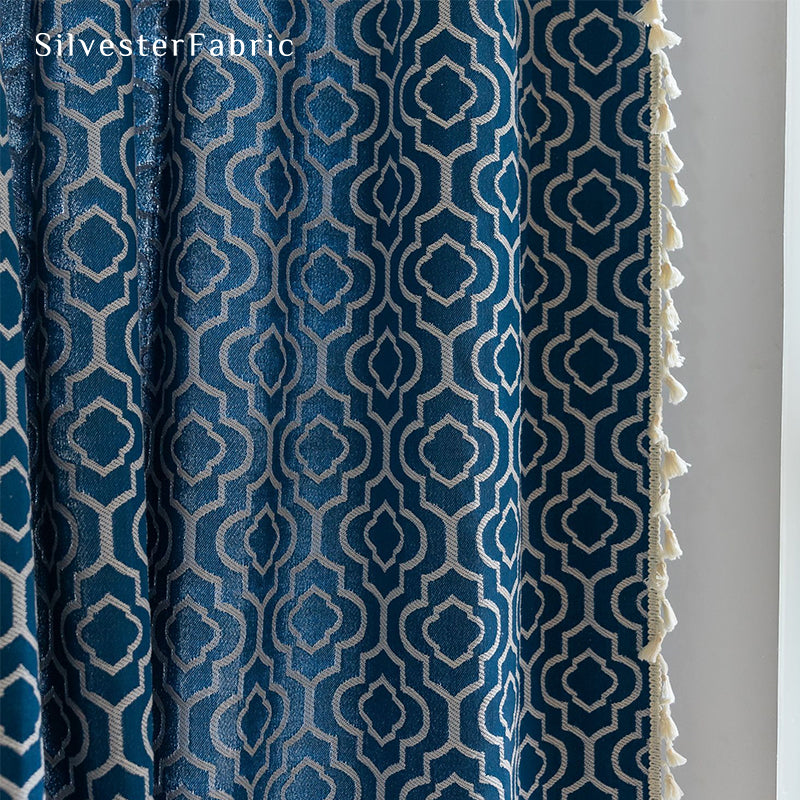 Close‑up of Dark Blue Farmhouse Curtain