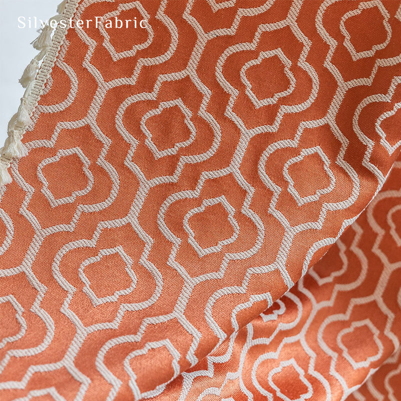 Close‑up of Orange Farmhouse Pattern Curtain