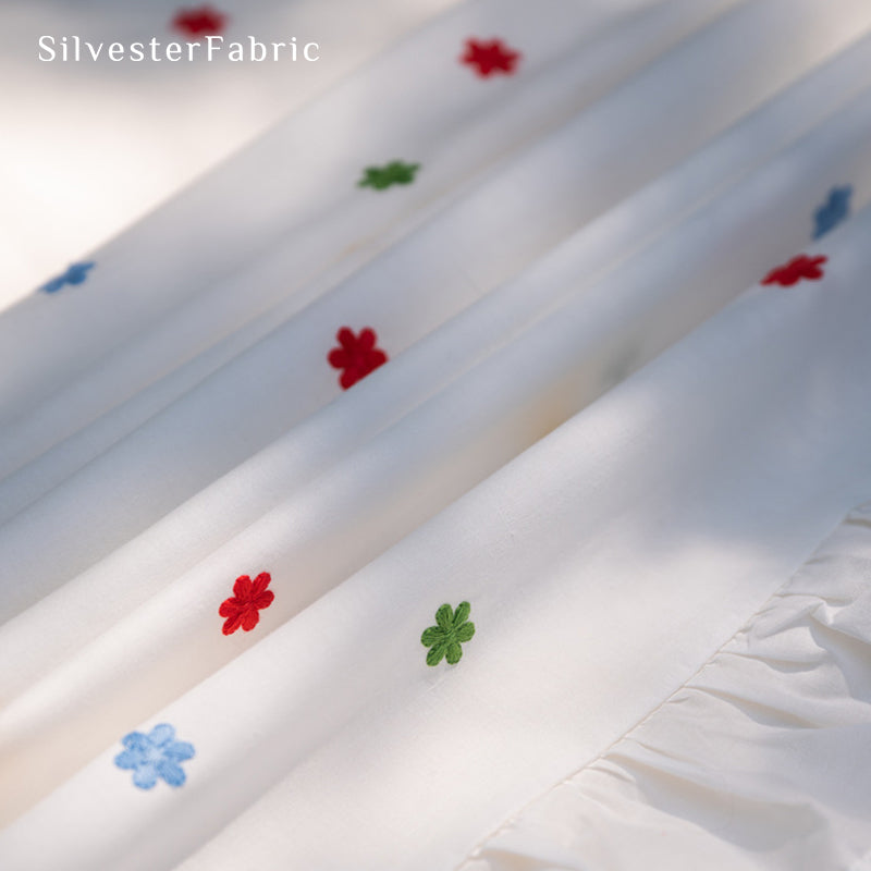 White Embroidered Tablecloth丨Rectangle Ruffled Tablecloth