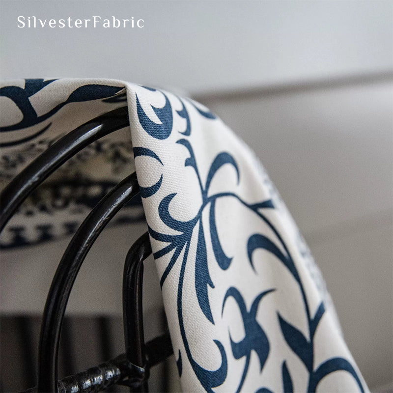 Navy Blue Boho Geometric Printed Curtains丨Blackout Curtains