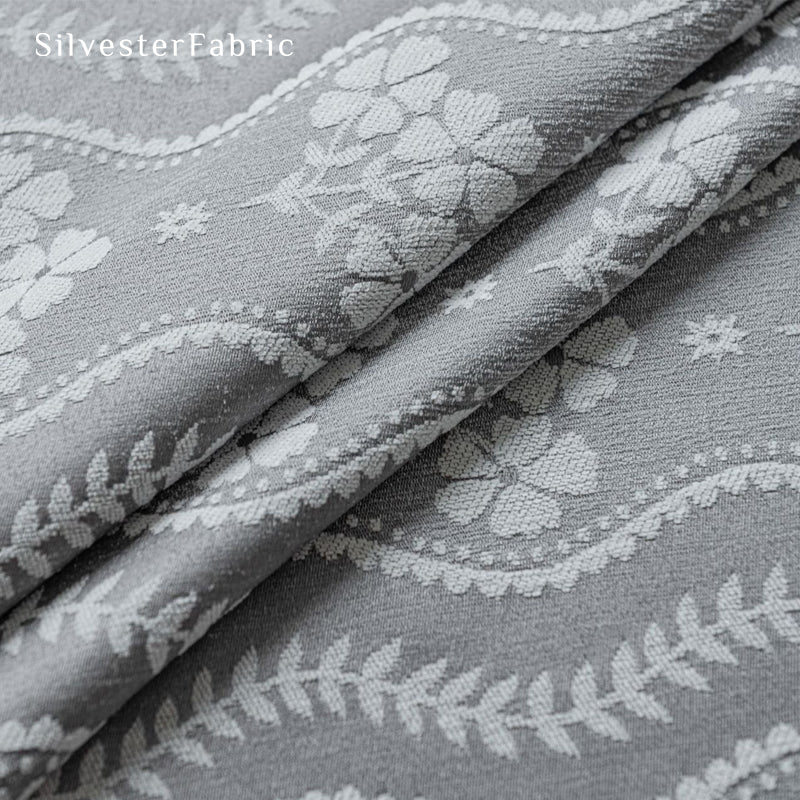 grey floral farmhouse curtain fabric texture