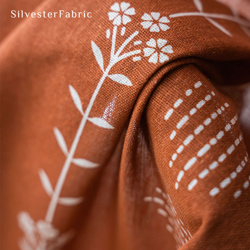 Orange Floral Farmhouse Curtains