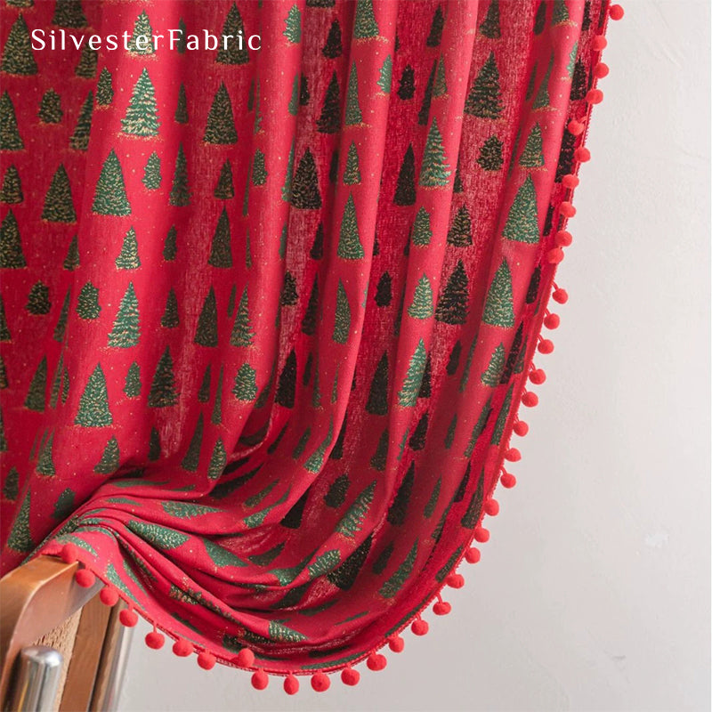 Christmas Curtains丨Red Christmas Curtains丨Rustic Curtains