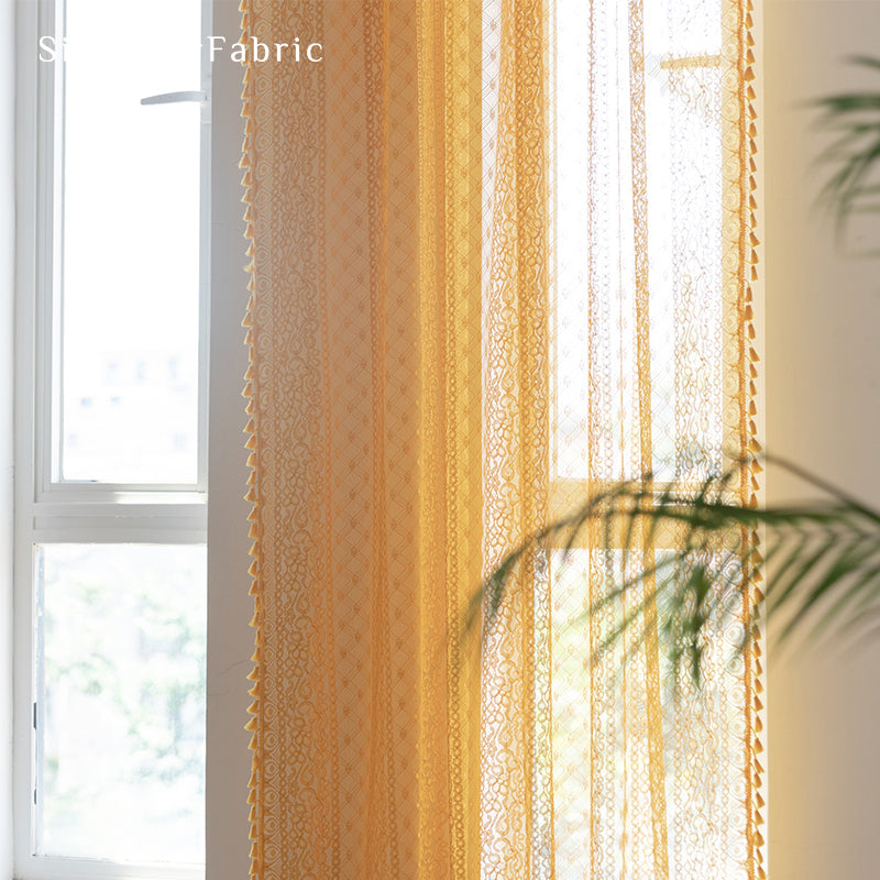Yellow Sheer Curtains丨Semi Sheer Curtains丨Cute Curtains
