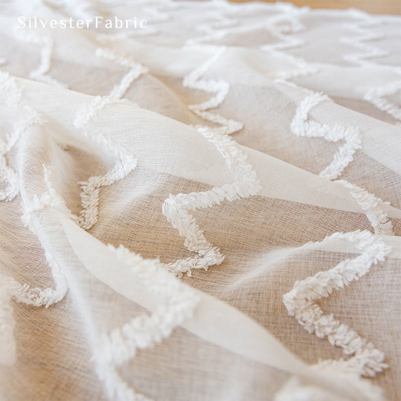 White Curtains丨Semi Sheer Curtains丨Wavy Sheer Curtains