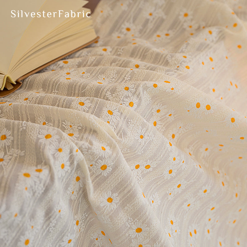 Pale Yellow Floral Curtain drape and fold detail