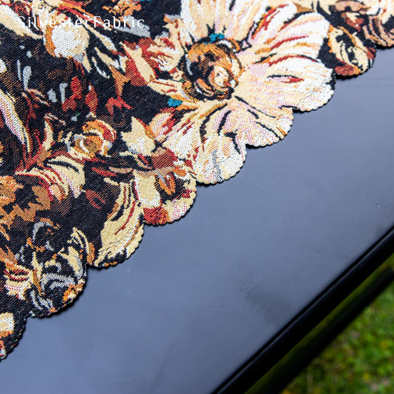 Small Floral Black Table Cover