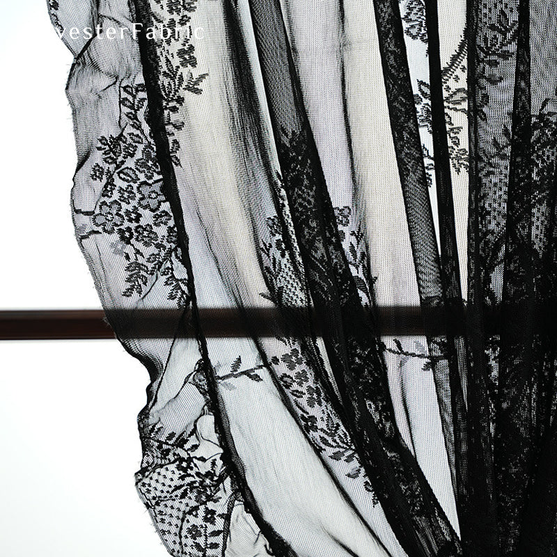 Black Sheer Lace Curtain