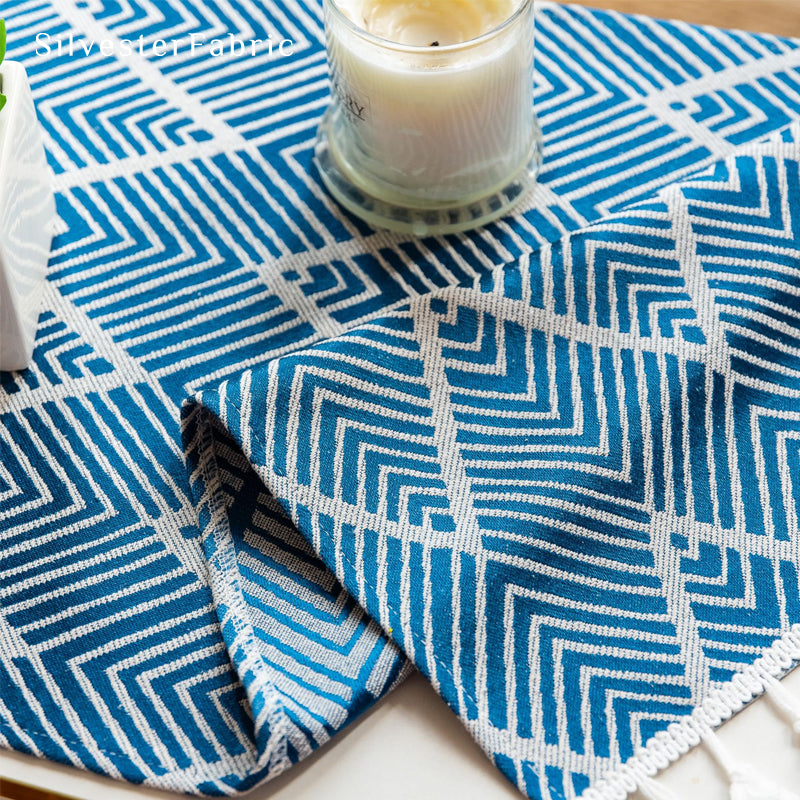 Small Table Cover丨Blue Table Runner丨Coffee Table Cover