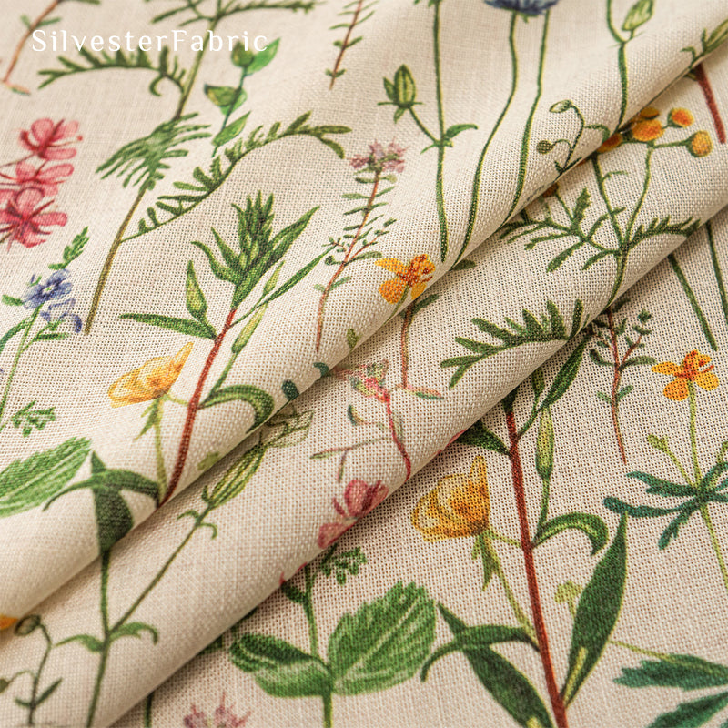 farmhouse floral cafe curtain fabric texture