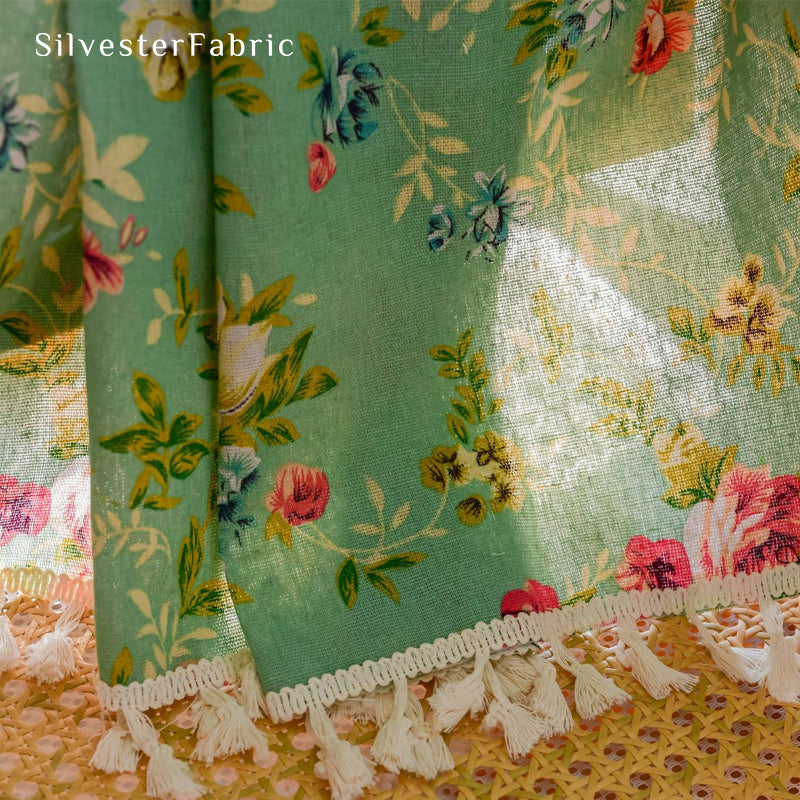 Floral Curtains丨Green Curtains丨Red Floral Printed Curtains