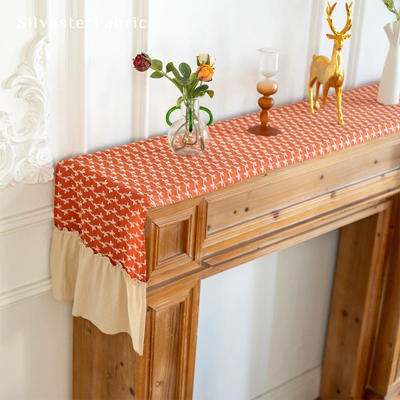 Red French Floral Table Runner