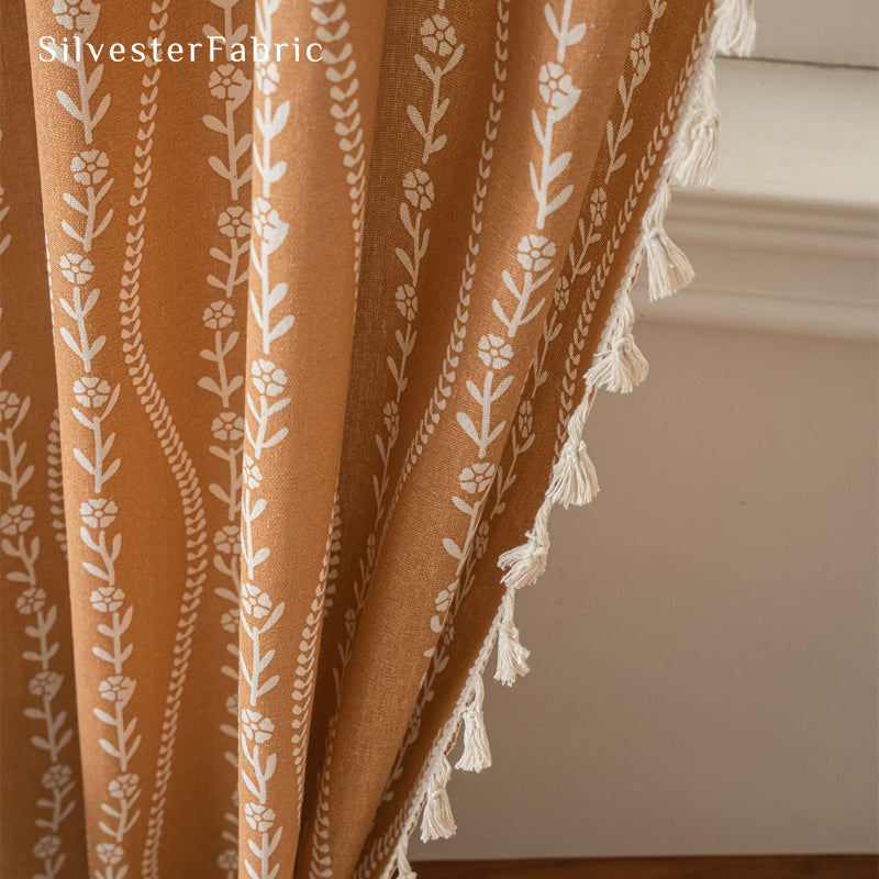 Orange Farmhouse Stripe Curtain