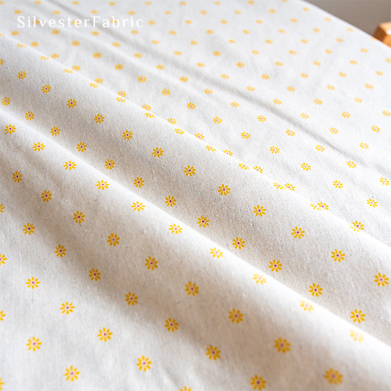 Yellow Floral Round Linen Tablecloth