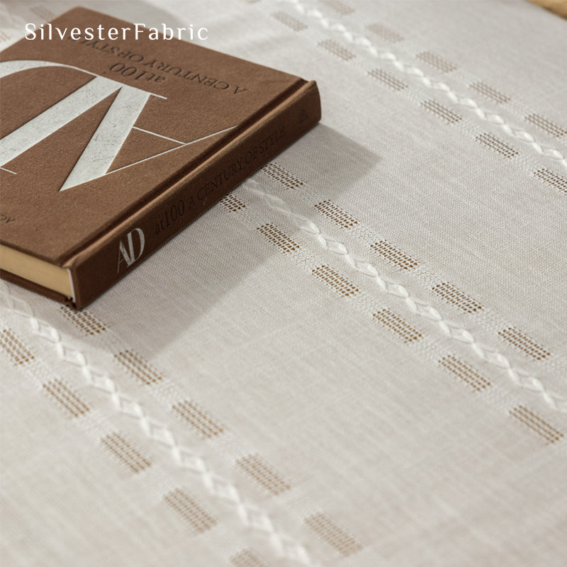 white farmhouse rectangle tablecloth texture and weave detail