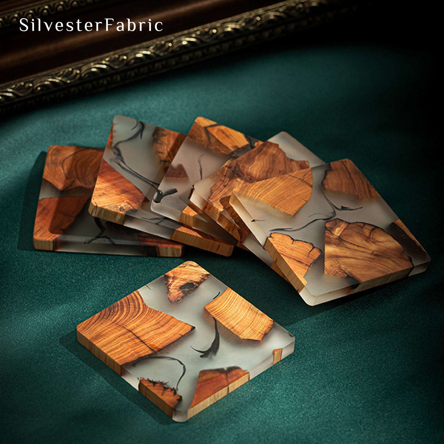 Natural Martial Handmade Unique Wooden Cedar Square Coaster Set