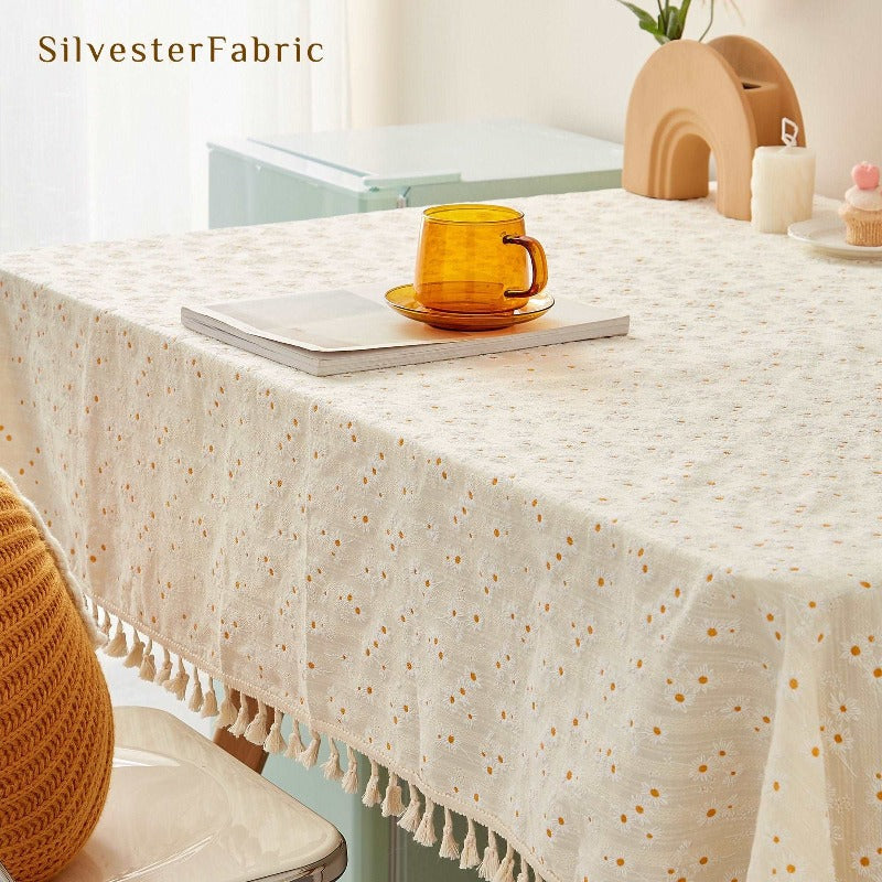 Yellow Floral Tablecloth丨Pastel Yellow Tablecloth