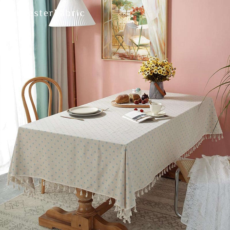 Light Blue Floral Tablecloth