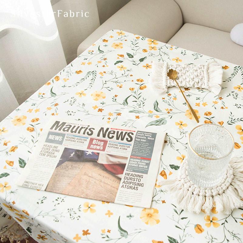 Yellow Floral White Tablecloth