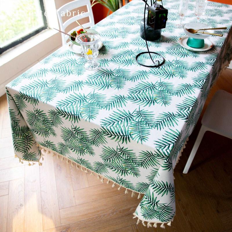 Green Leaf Tropical Tablecloth丨Linen Table cloth - Silvester Fabric