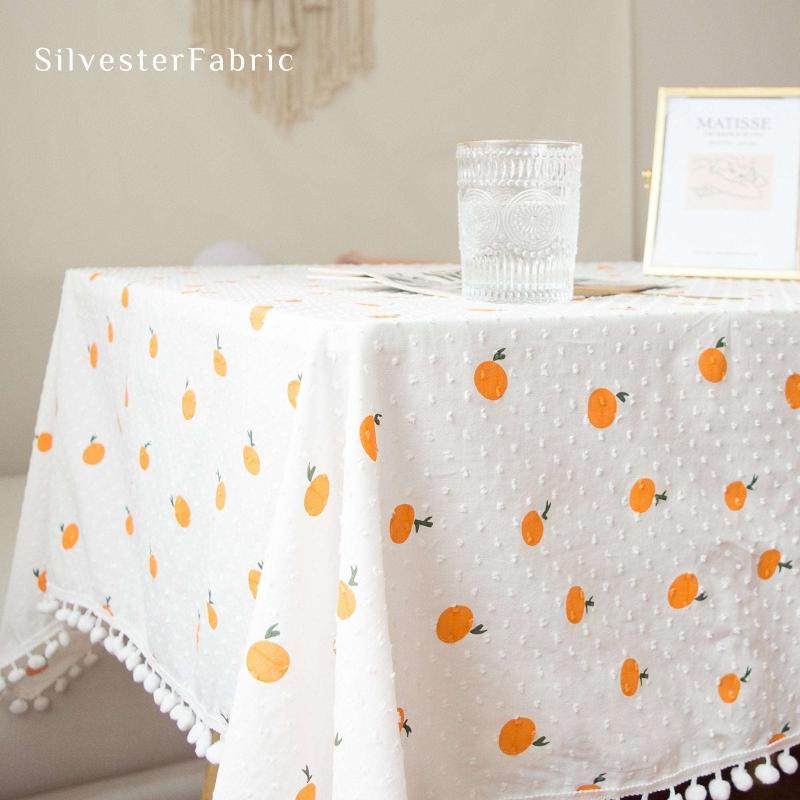 Orange White Tablecloth