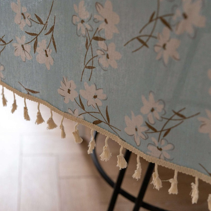 Blue Floral Tablecloth丨Small Square Tablecloth