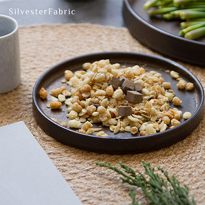 12" Woven Jute Placemats edge stitching detail