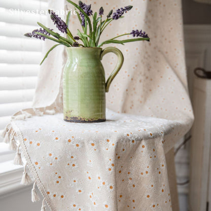 beige farmhouse floral curtain panel