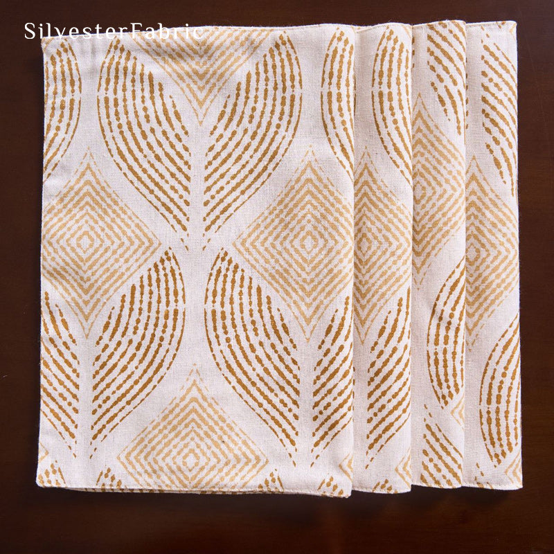 beige textured farmhouse placemats fabric close-up