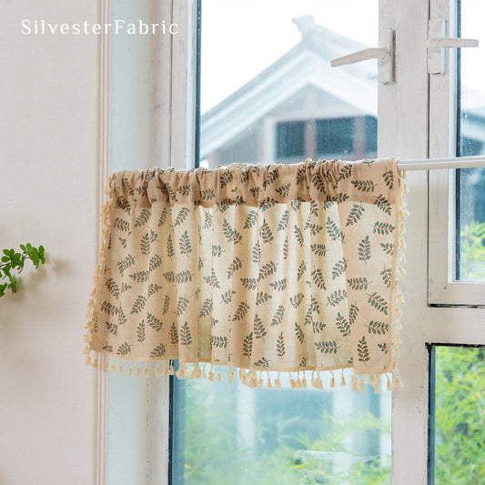 Beige Leaf Cafe Curtain