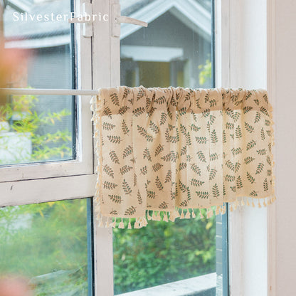 Beige Leaf Cafe Curtain