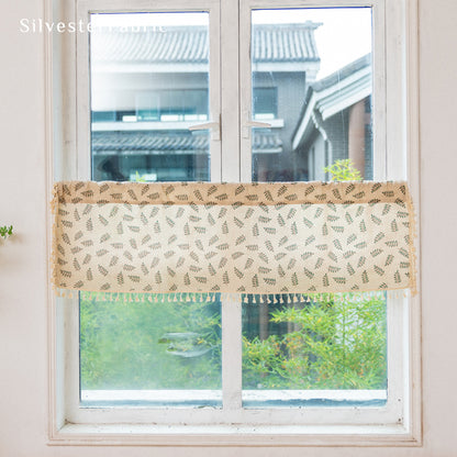 Beige Leaf Cafe Curtain