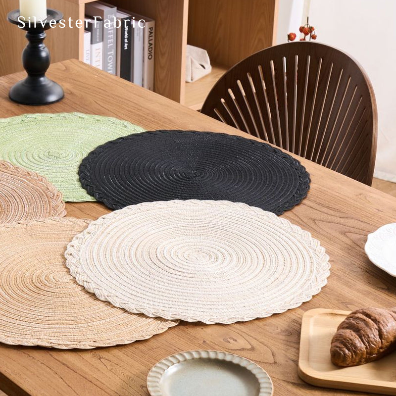 Beige Woven Round Placemats