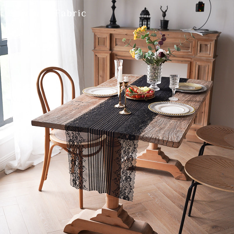 Black Lace Table Runner丨Wedding Table Runner