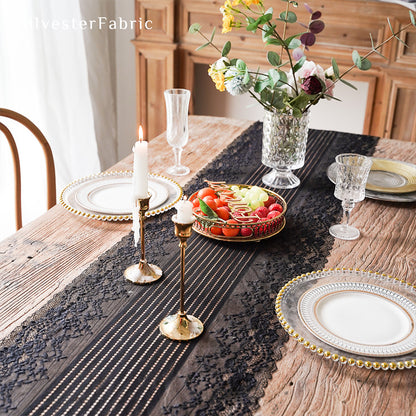 Black Lace Table Runner丨Wedding Table Runner