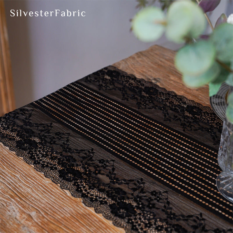 Black Lace Table Runner丨Wedding Table Runner