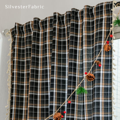 Black Christmas Plaid Curtain