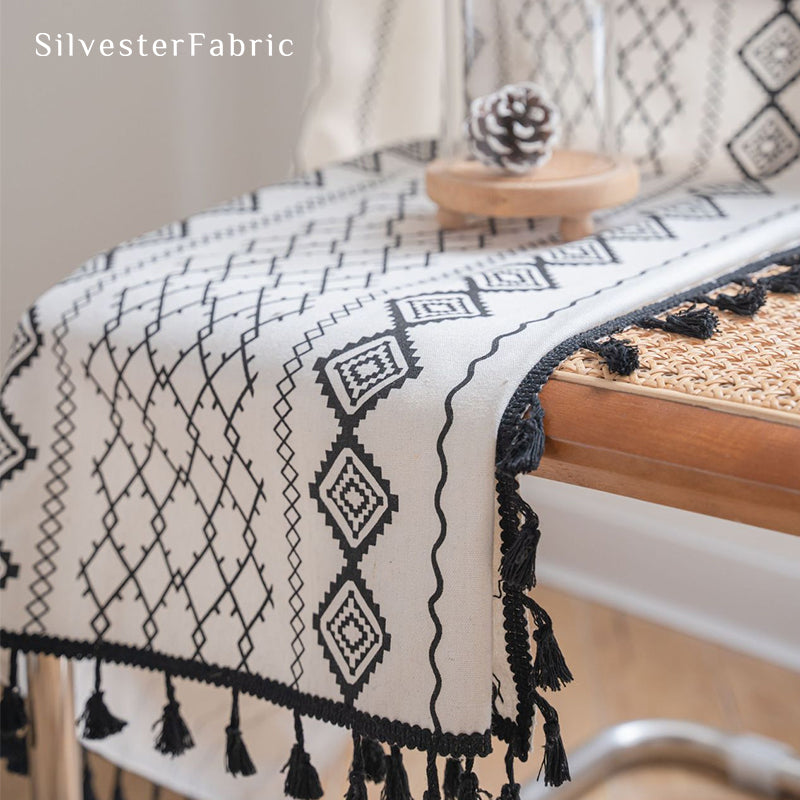 Black Striped Printed Curtains丨Geometric White Curtains