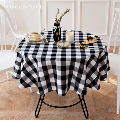 Black and White Christmas Buffalo Check Tablecloth for everyday dining