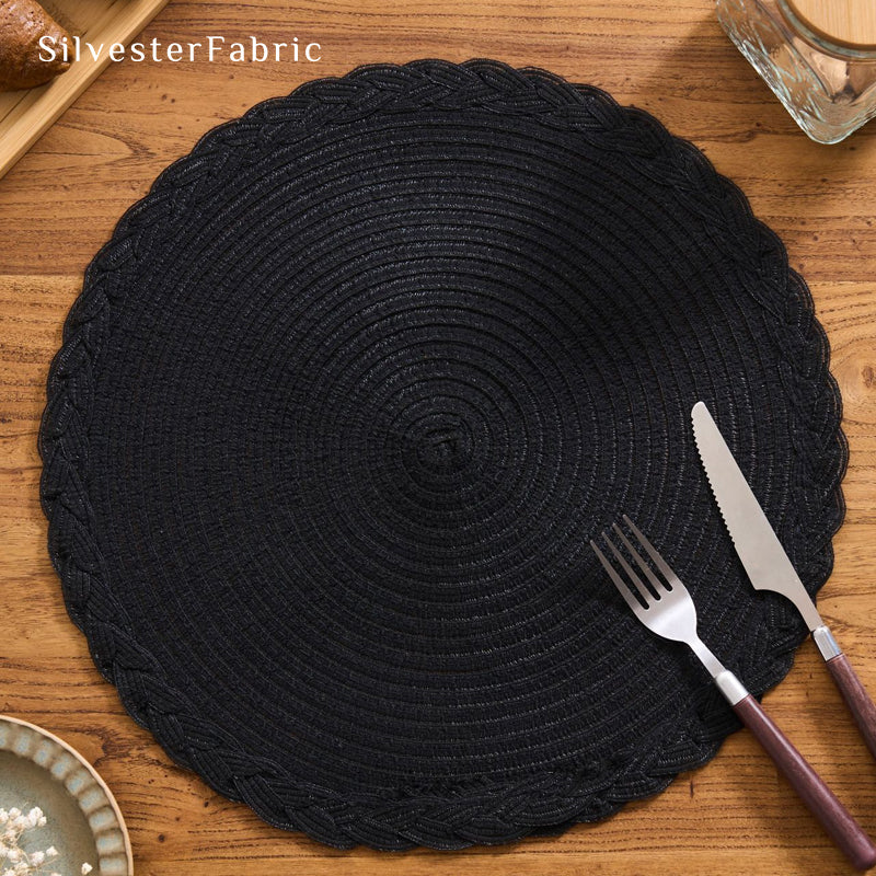 Black Woven Round Placemats