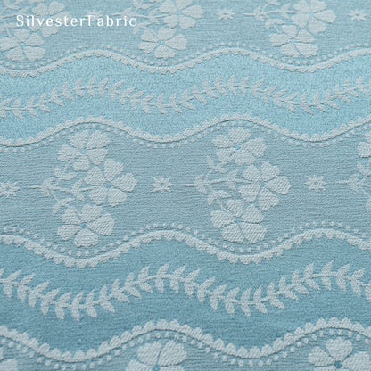 blue floral farmhouse curtain drape and fold detail