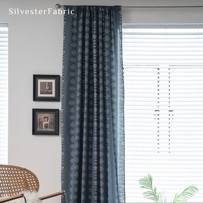 Blue Floral Farmhouse Curtains