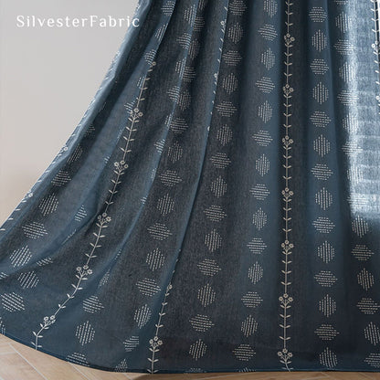 Blue Floral Farmhouse Curtains