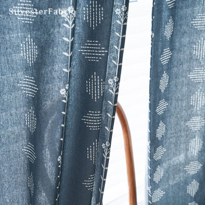 Blue Floral Farmhouse Curtains