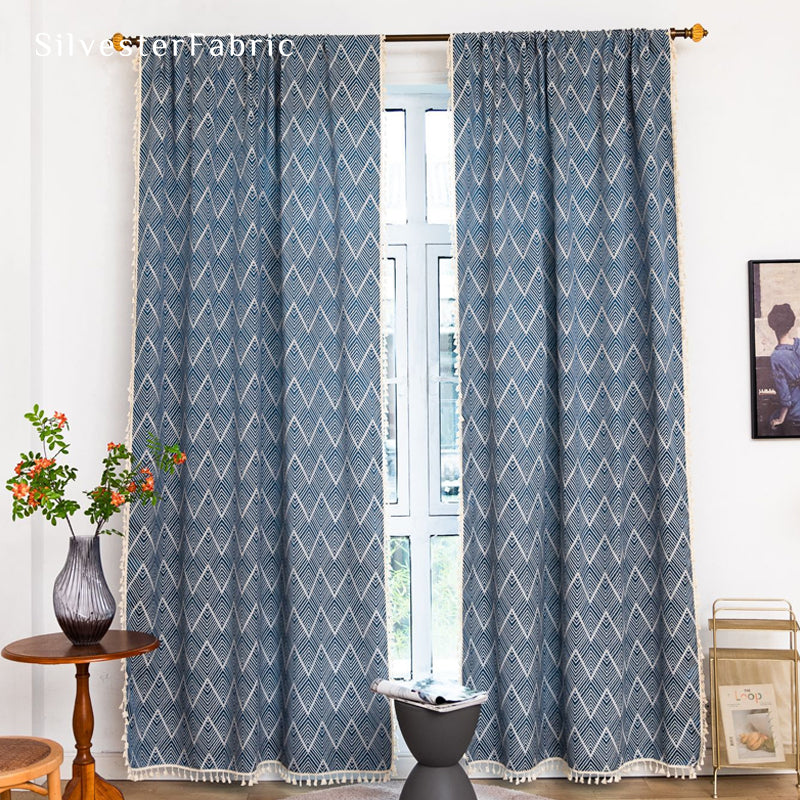 Close‑up of Navy Blue Zigzag Curtain corner