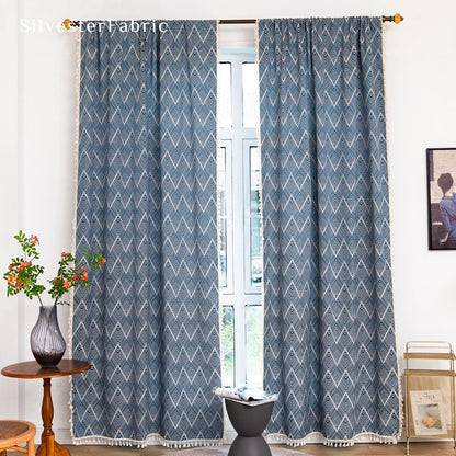 Close‑up of Navy Blue Zigzag Curtain corner