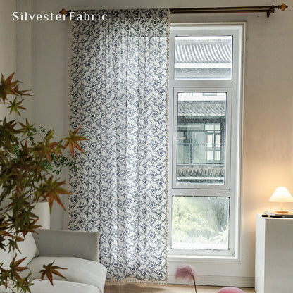 Blue Floral Curtains丨Farmhouse Curtains丨Kitchen Curtains